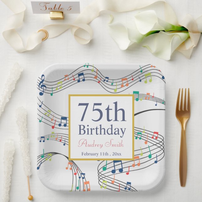 colorf Music Note Musician Birthday    Paper Plate (Wedding)