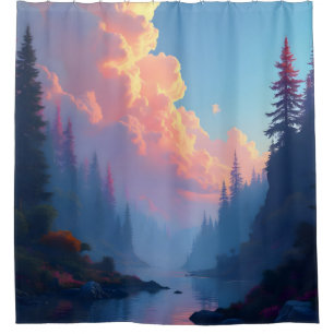 Colorfall Grove – Autumn Forest Landscape Shower Curtain