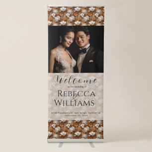 Colorfu Gold Gardenias Inspired Vintage Wedding Retractable Banner