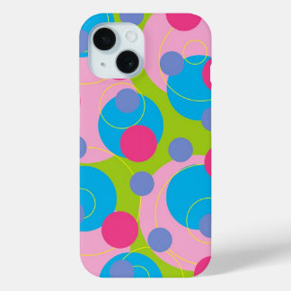 Colorfu lRetro Circle Dots Candy Pink Funky Groovy iPhone 15 Case