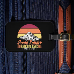 Colorfu Retro Mount Rainier Mountain Illustration Luggage Tag