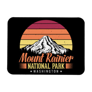 Colorfu Retro Mount Rainier Mountain Illustration Magnet