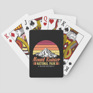 Colorfu Retro Mount Rainier Mountain Illustration Playing Cards