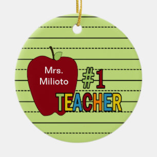 Colorful #1 Teacher Christmas Ornament