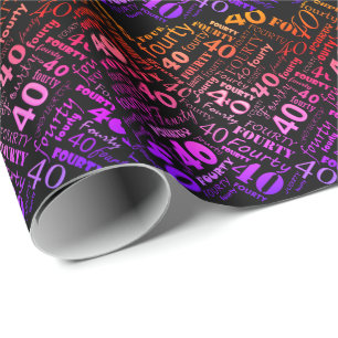 Colorful 40th Birthday Gift Wrapping Paper