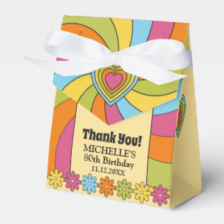 Colorful 60s Flowers Waves Music Thank You Favour Box