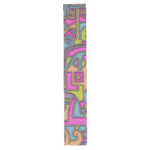 Colorful 60s Mod Geometric Abstract Long Table Runner