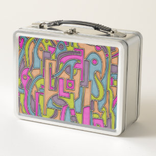 Colorful 60s Mod Geometric Abstract Metal Lunch Box