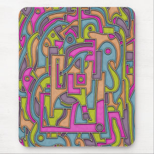 Colorful 60s Mod Geometric Abstract Mouse Mat