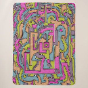 Colorful 60s Mod Geometric Abstract Sherpa Blanket
