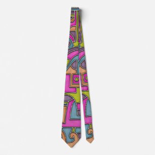 Colorful 60s Mod Geometric Abstract Tie