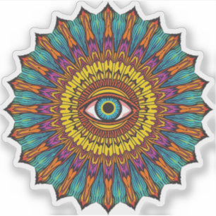 Colorful 90s Mandala Art -Trippy Third Eye Graphic
