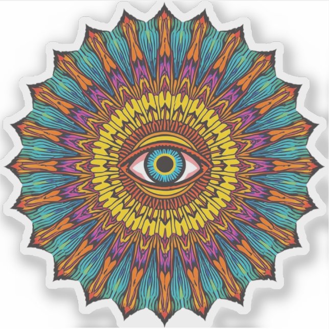 Colorful 90s Mandala Art -Trippy Third Eye Graphic (Front)
