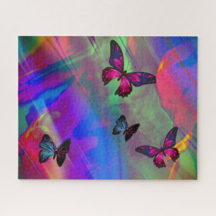 Colorful abstract and Butterflies Jigsaw Puzzle