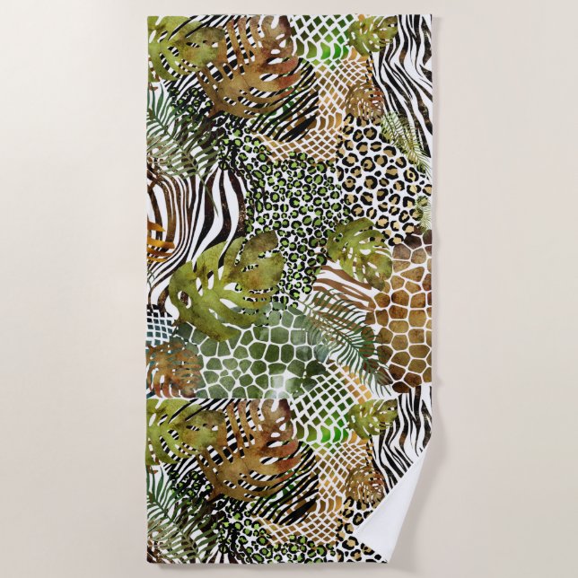 Colorful abstract animal jungle beach towel (Front)
