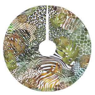 Colorful abstract animal jungle brushed polyester tree skirt