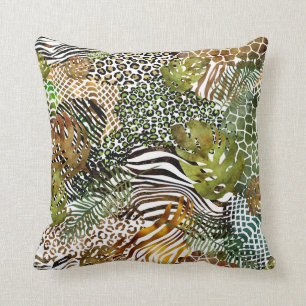Colorful abstract animal jungle cushion