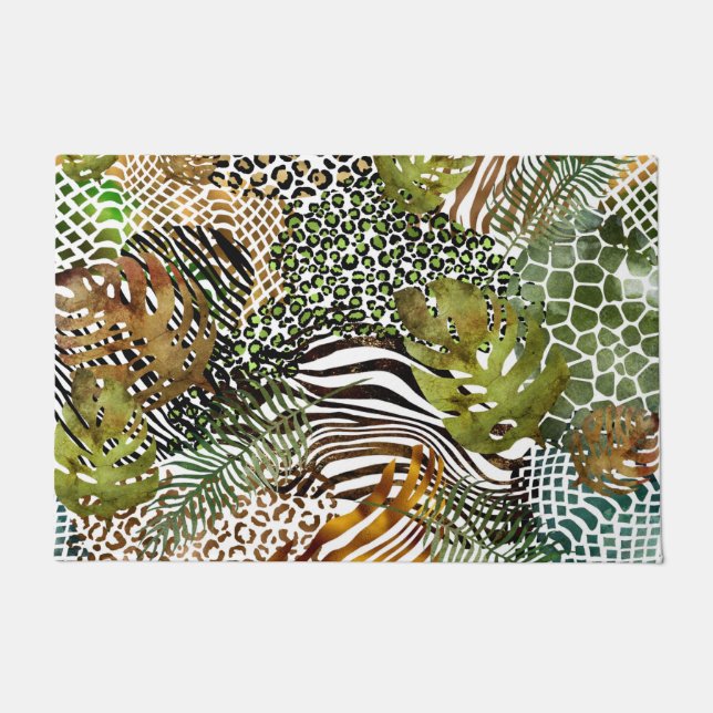 Colorful abstract animal jungle doormat (Front)