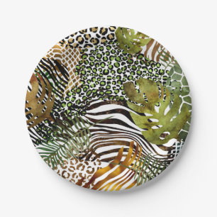 Colorful abstract animal jungle paper plate