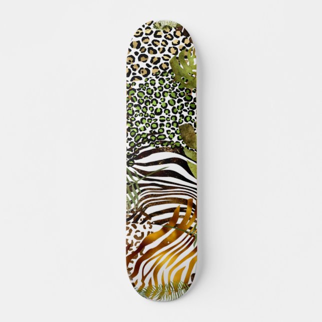 Colorful abstract animal jungle skateboard (Front)