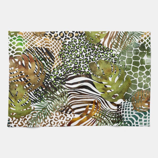 Colorful abstract animal jungle tea towel (Horizontal)