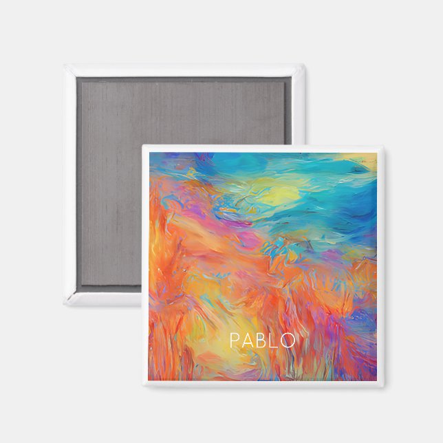 Colorful Abstract Art Painting NAME Mod Hip Fun Magnet (Front/Back)