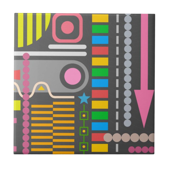 Colorful Abstract Art Pattern Tile (Front)