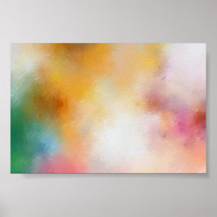 Colorful Abstract Art Trendy Modern Yellow Blue Poster
