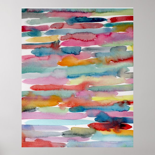 Colorful Abstract Art Watercolor Brush Strokes   Poster (Front)