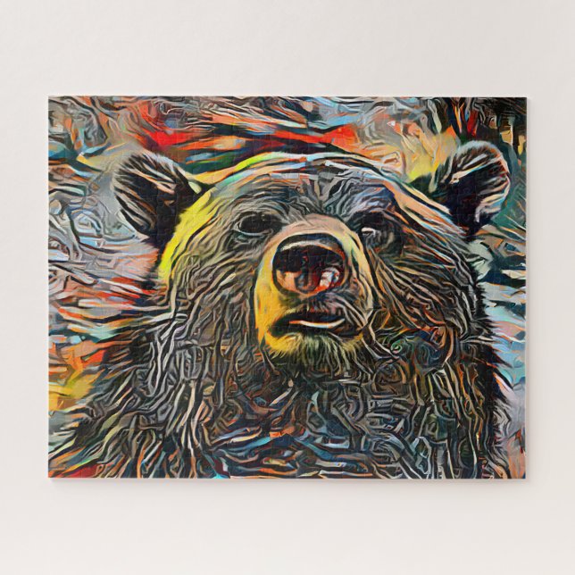 Colorful Abstract Bear | Challenging Hard Jigsaw Puzzle (Horizontal)