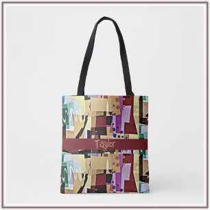 Colorful Abstract Beige And Dark Red Tote Bag