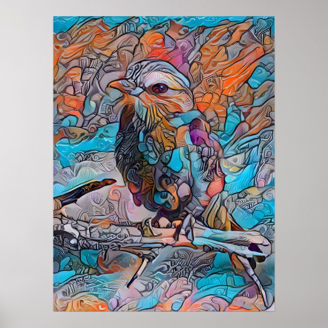 Colorful Abstract Bird Poster (Front)