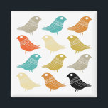 Colorful Abstract Birds Midcentury Modern Magnet<br><div class="desc">This fabulous mid century modern magnet features rows of bright birds,  in the colors of turquoise,  orange,  cream,  green,  tan,  and black. This will make a fabulous addition to your kitchen decor!</div>