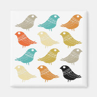 Colorful Abstract Birds Midcentury Modern