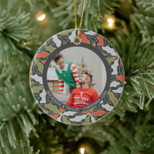 Colorful Abstract Botanical Photo Christmas Ceramic Tree Decoration