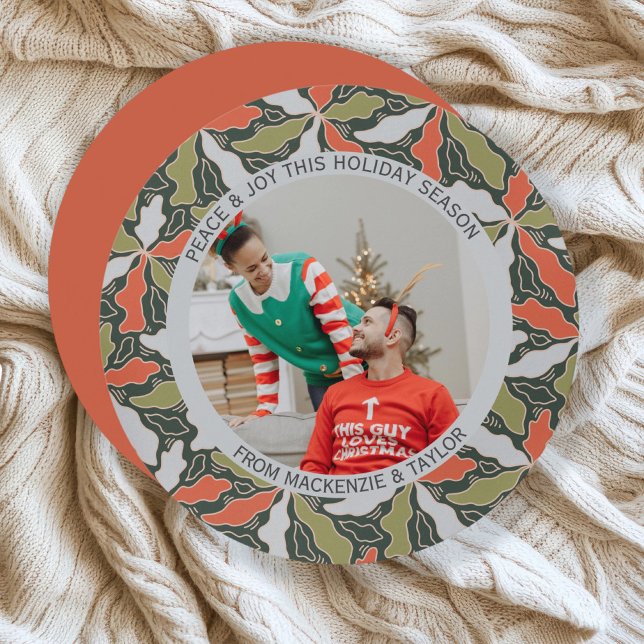 Colorful Abstract Botanical Photo Christmas  Holiday Card (Colorful Abstract Botanical Photo Christmas Holiday Card by Ricaso Stunning holiday photo template)