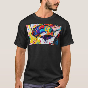 Colorful Abstract Brain Painting Autism Awareness T-Shirt