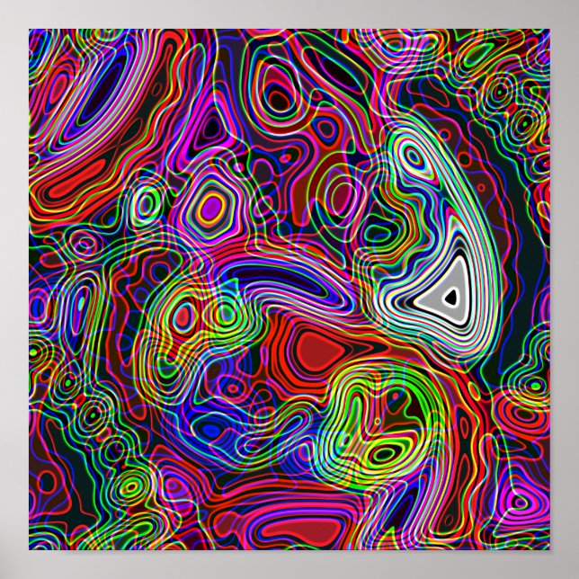 Colorful Abstract Bright Neon Lights Poster (Front)