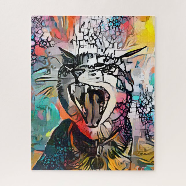 Colorful Abstract Cat | Challenging Hard Jigsaw Puzzle (Vertical)