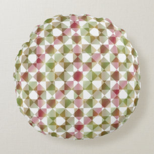 Colorful Abstract Checker Square Pattern Round Cushion