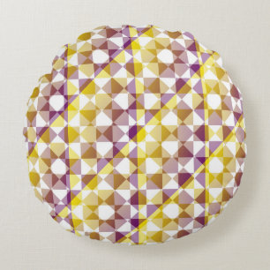 Colorful Abstract Checker Square Pattern Round Cushion