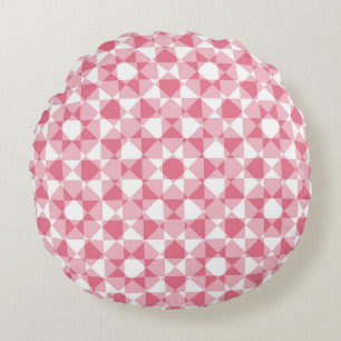 Colorful Abstract Checker Square Pattern Round Cushion