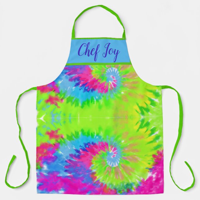 COLORFUL ABSTRACT CHEF TIE-DYE  APRON (Front)