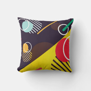 Colorful Abstract Circles and Lines Cushion