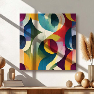 Colorful Abstract Curved Ribbons Canvas Print