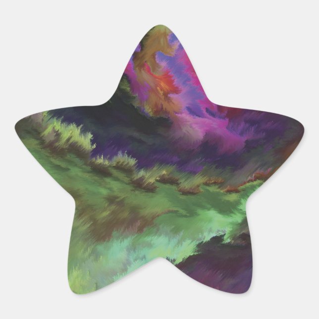 Colorful Abstract Digital Painting Star Sticker (Front)