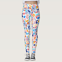 Colorful Abstract Doodle Leggings – Retro 90s Play