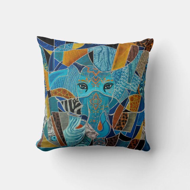 Colorful Abstract Elephant composition Cushion (Front)