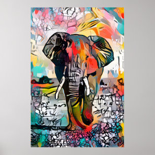 Colorful Abstract Elephant Poster