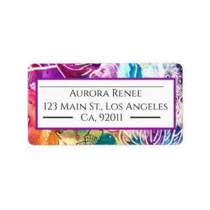 Colorful Abstract Floral Address Label
